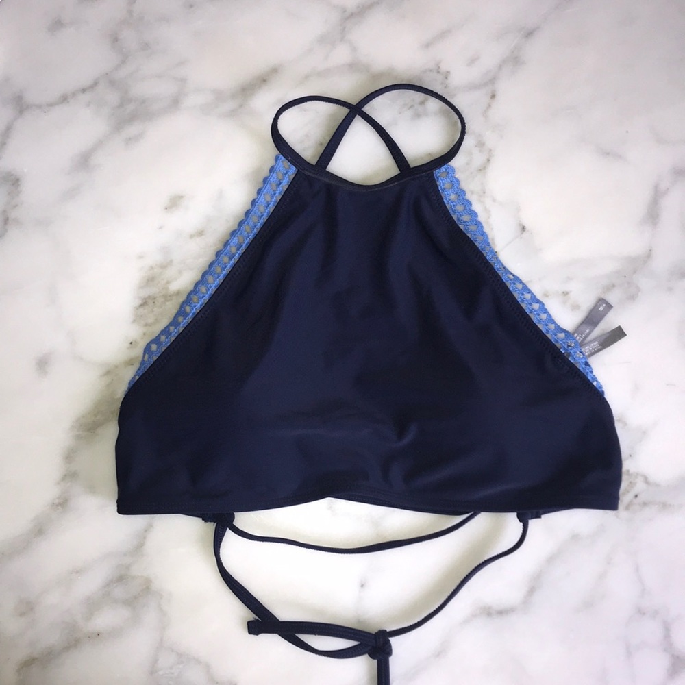 NWOT American Eagle Aerie Navy Halter Bikini Top